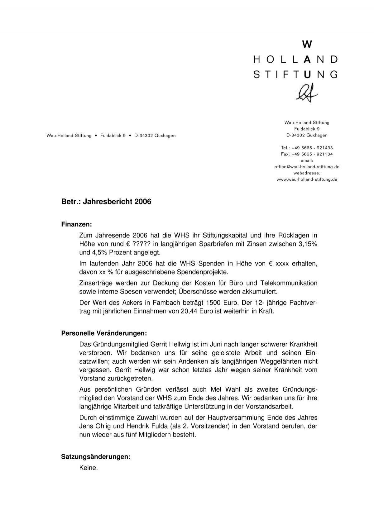 Jahresbericht 2006 - Wau Holland Stiftung